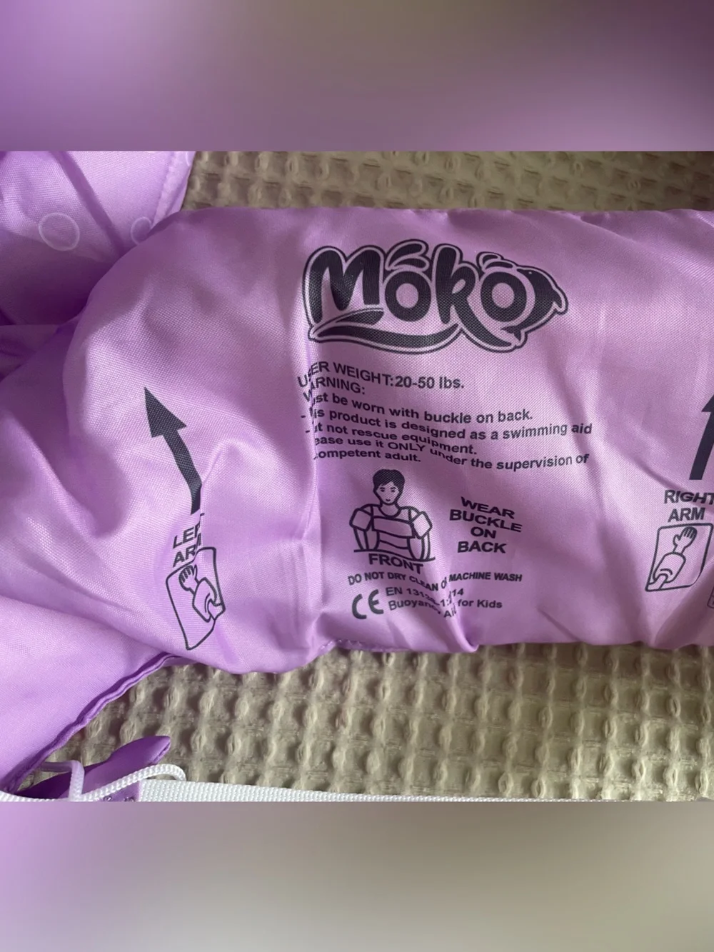 Kids Purple Mermaid Swim Float Jacket - Secure Arm Float Trainer